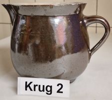 Vintage Keramik Krug bronzefarbig glasiert ca. 16.5cm
