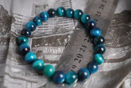 Blaues Tigerauge   Armband Kugel 8mm Topstone