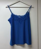 New Yorker Top, blau mit Spitze, Grösse XS