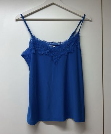 New Yorker Top, blau mit Spitze, Grösse XS