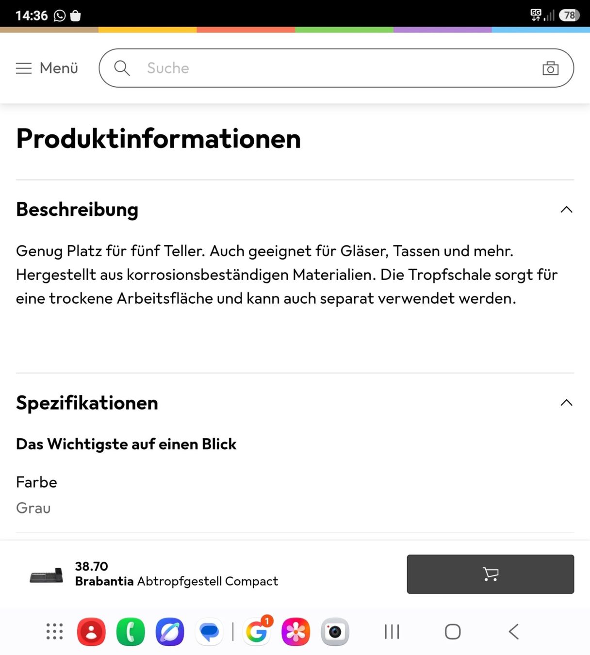 Brabantia Küchengeräte: Geschirr - Abtropfgestell Brabantia – Neu und originalverpackt aus Wikon von Speedy_li 2