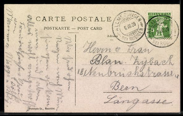 Cartoline postali: AK Münsingen, Schloss und Kirche – Usato da Berlin venduto da bartko-reher 1