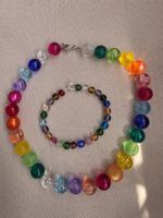 Kette Armband Set bunte Glasperlen