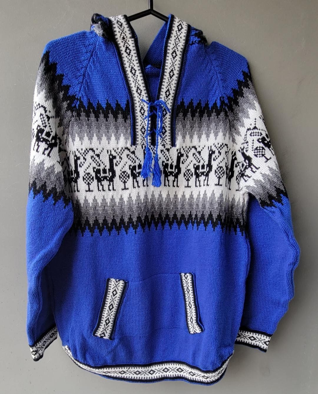 Maglioni & Felpe: wunderschöner Alpaka Pullover Gr.L, Farbe Blau, NEU!! – Nuovo (secondo la descrizione) da Lima- Peru venduto da Alpaka-Haus
