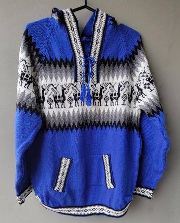 wunderschöner Alpaka Pullover Gr.L, Farbe Blau, NEU!!