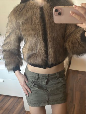 cropped faux fur winter jacket