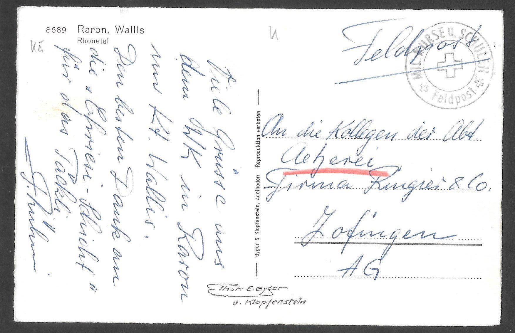 Cartoline postali: Raron Dorfansicht Feldpoststempel – Usato da Olten venduto da clotaldi 1