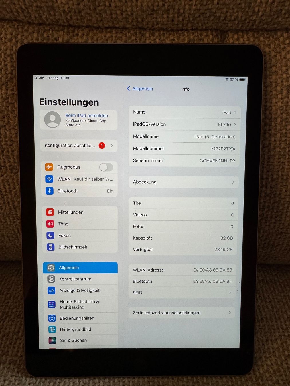 Apple Tablet PC: iPad 5 Generation – Usato da Adliswil venduto da Busys 1