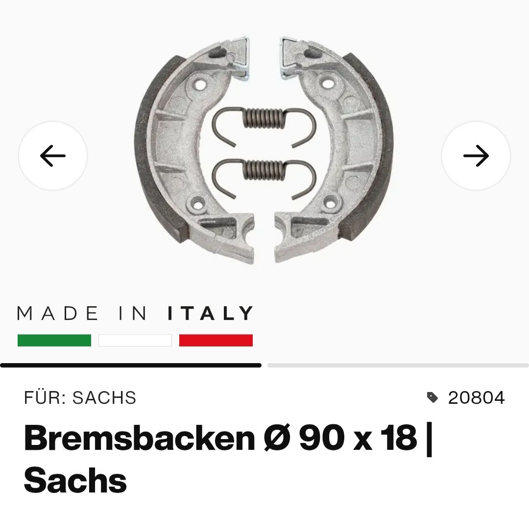 Sachs Ciclomotori: 2x Sachs Bremsbacken – Nuovo e nell'imballaggio originale da Brenzikofen venduto da Dmaegli