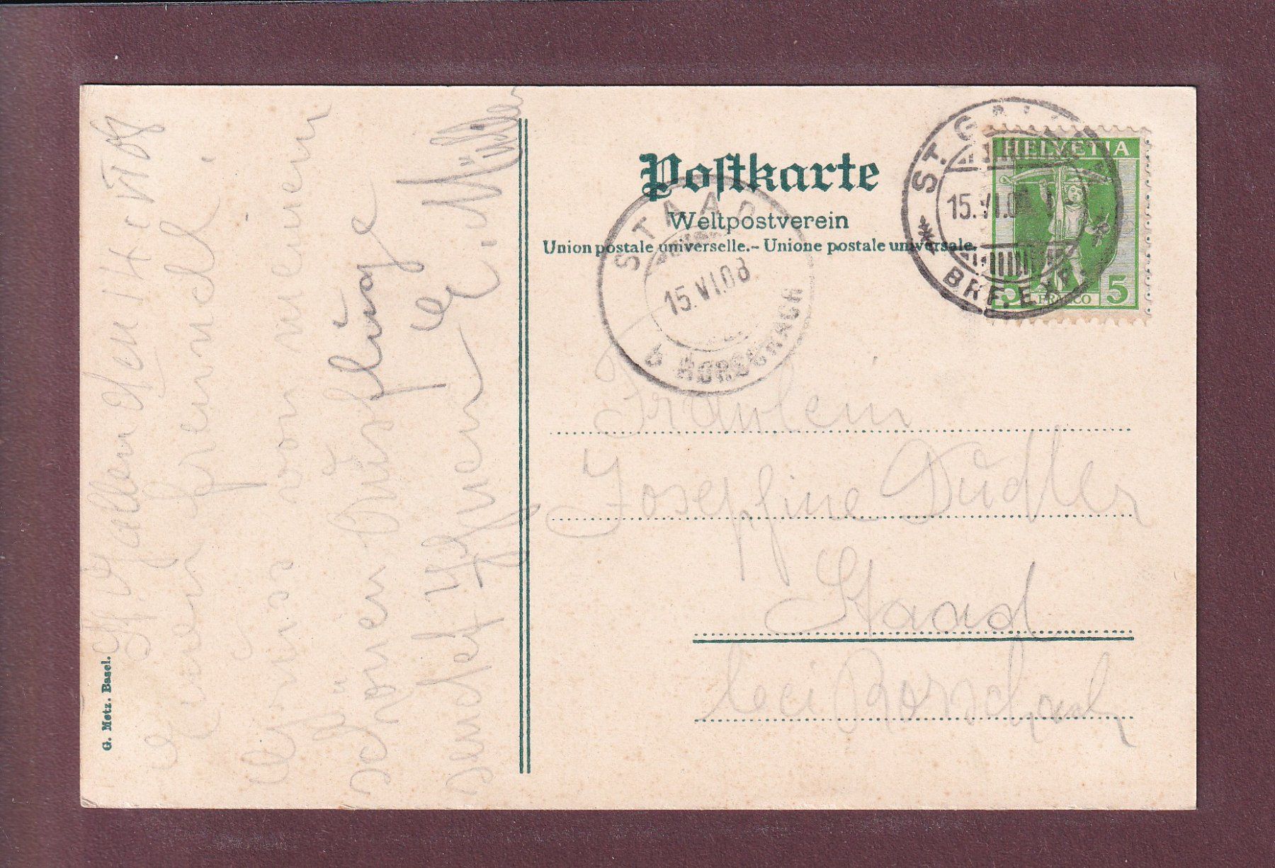Ansichtskarten: ST. GALLEN - Museum - Stiftskirche - 1908 – Gebraucht aus Pully von nicecards 1