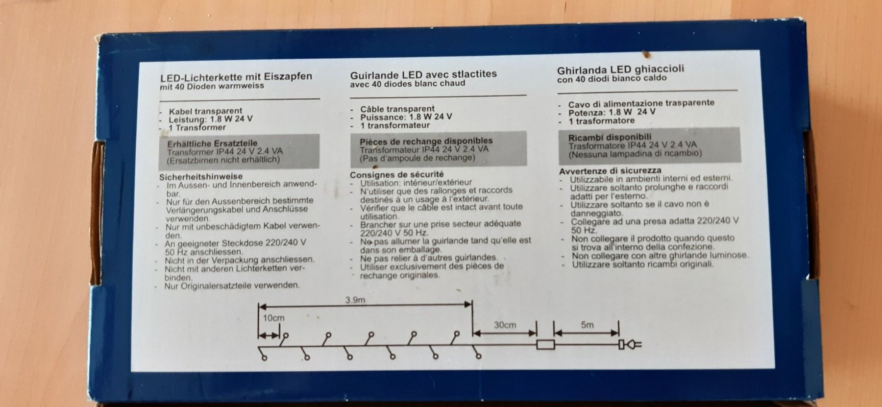 Ghirlande e barre luminose: LED-Lichterkette mit Eiszapfen – Nuovo e nell'imballaggio originale da Uzwil venduto da Fw101 2