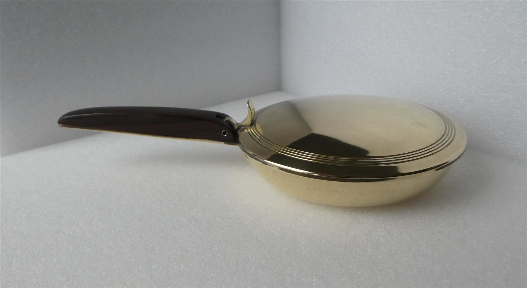 Padelle: Messing Pfännchen Pfanne mit Deckel Teakholzgriff – Usato da Frauenfeld venduto da Astra13 1