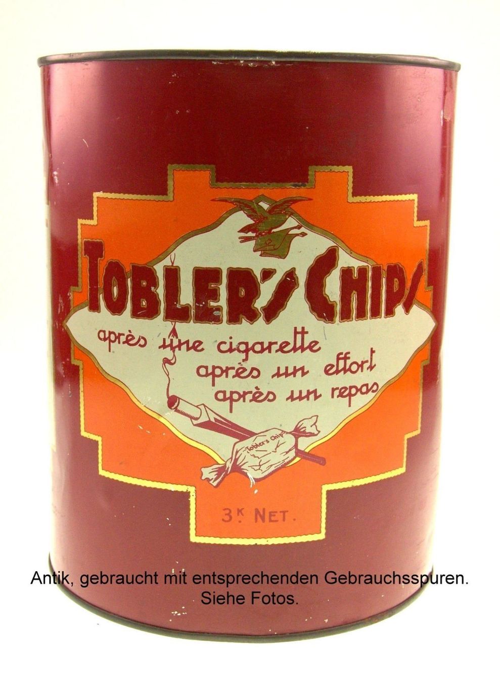 Tutte le decorazioni: Tobler's Chips Bern alte Blechdose mit Deckel – Usato da Langenthal venduto da Sammlungs_aus 3