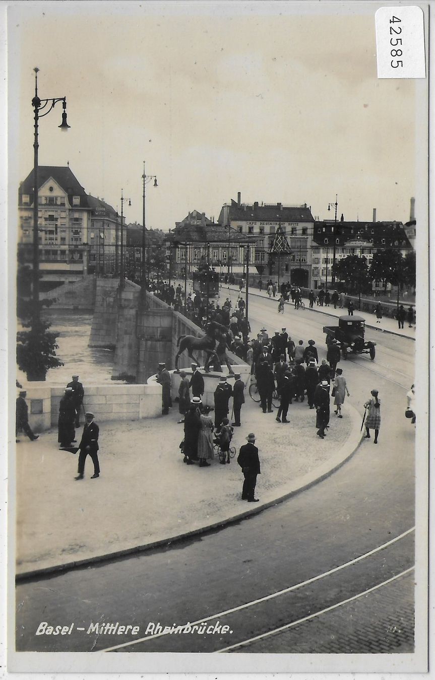 Cartoline postali: Basel - Mittlere Rheinbrücke - animee belebt – Usato da Ettingen venduto da Kartenplanet