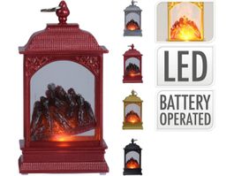 Mini Kamin, Laterne flackernder LED Flamme ca. 7 x 15 x 4 cm
