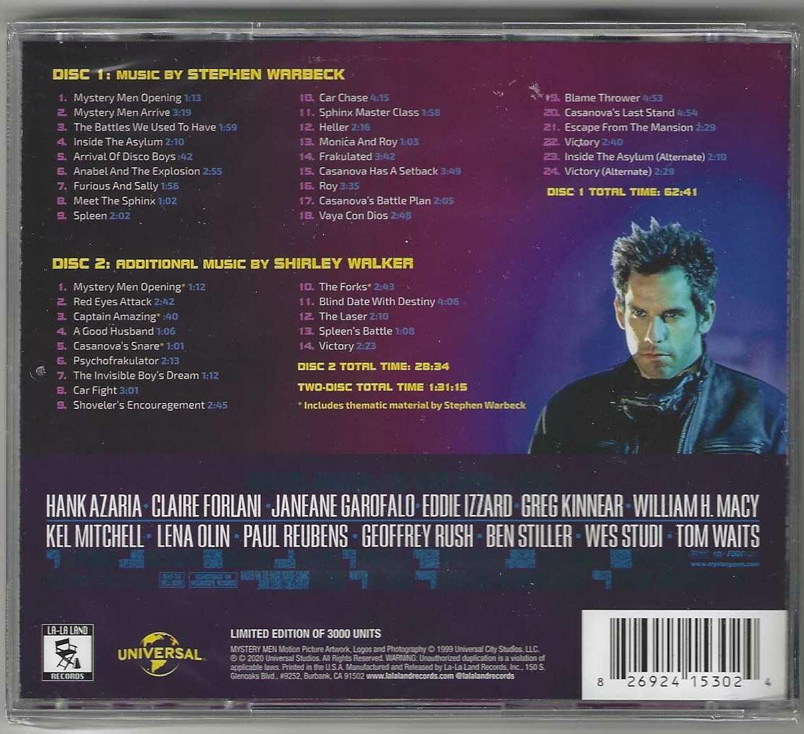 CD: Stephen Warbeck & Shirley Walker - Mystery Men - 2XCD – Nuovo e nell'imballaggio originale da Genève venduto da CDLPBookS 1