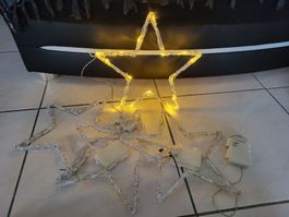 4 LED Leuchtsterne mit Timerfunktion batteriebetrieben 4Stk