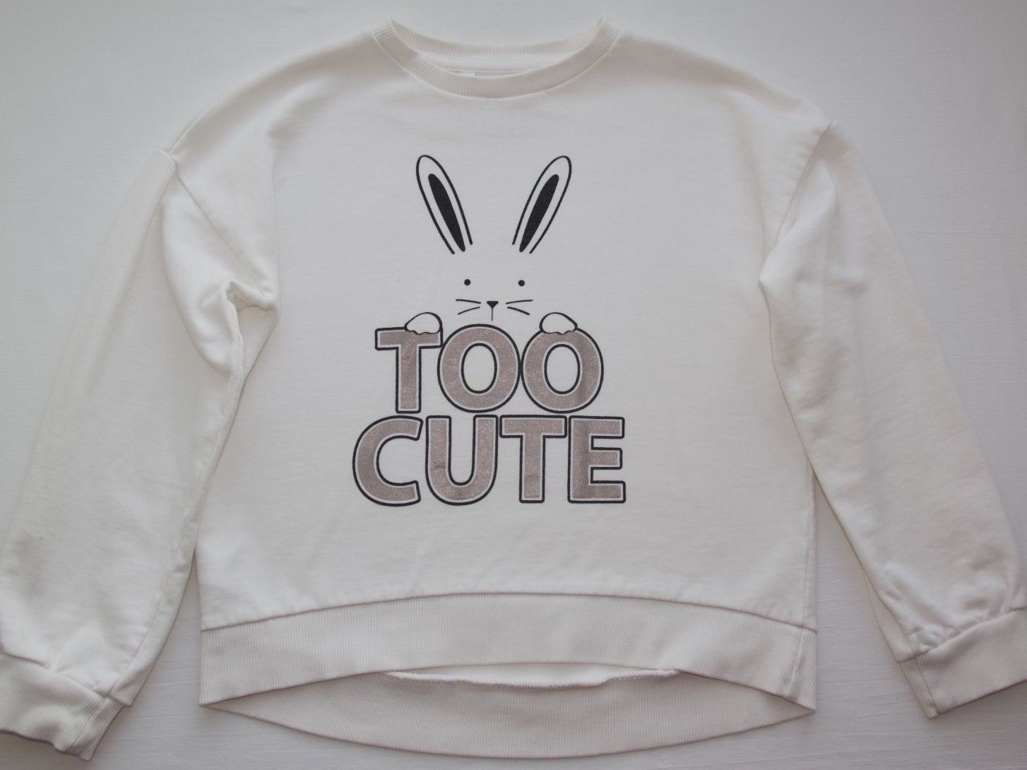 Mango Maglioni & Felpe: MANGO Baumwoll-Sweatshirt 'TOO CUTE', weiss, NEU, Gr. 140 – Nuovo (secondo la descrizione) da Uetikon am See venduto da Vil4523