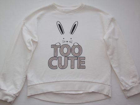 MANGO Baumwolle-Sweatshirt 'TOO CUTE', weiss, NEU, Gr. 140
