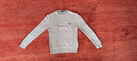 Kinder Pullover Polo Ralph Lauren Zopfmuster grau 5-6 J
