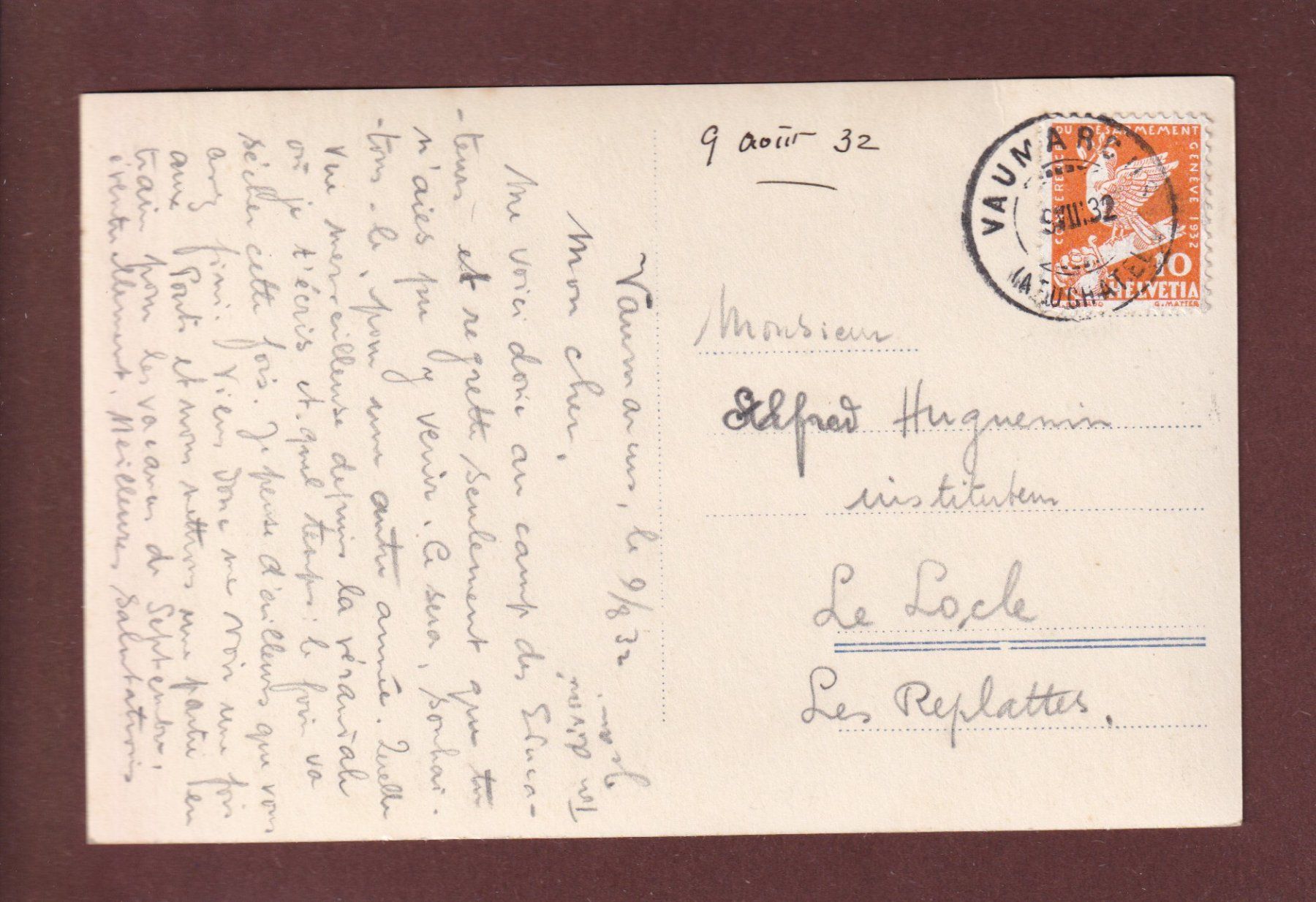 Ansichtskarten: Camp de VAUMARCUS - Maison Zwingli - 1932 – Gebraucht aus Pully von nicecards 1