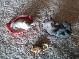 Süsse Maus und zwei süsse Kätzchen fürs Puppenhaus, neu