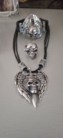 Herren Schmuck Edelstahl Leder Skull