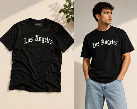 Schwarzes T-Shirt mit "Los Angeles" Schriftzug