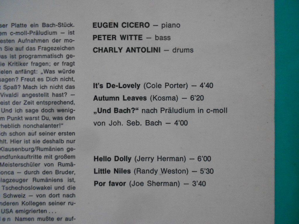 Dischi in vinile: EUGENE CICERO  -  IN DOWN – Usato da Bex venduto da Giorgiob 2