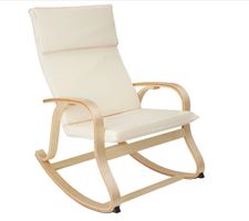 Schaukelstuhl Roca beige mit Armlehnen, Gestell aus Birkenh