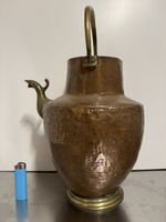 Antiker Kupfer Wasserkessel mit Messing Applikationen (30cm)