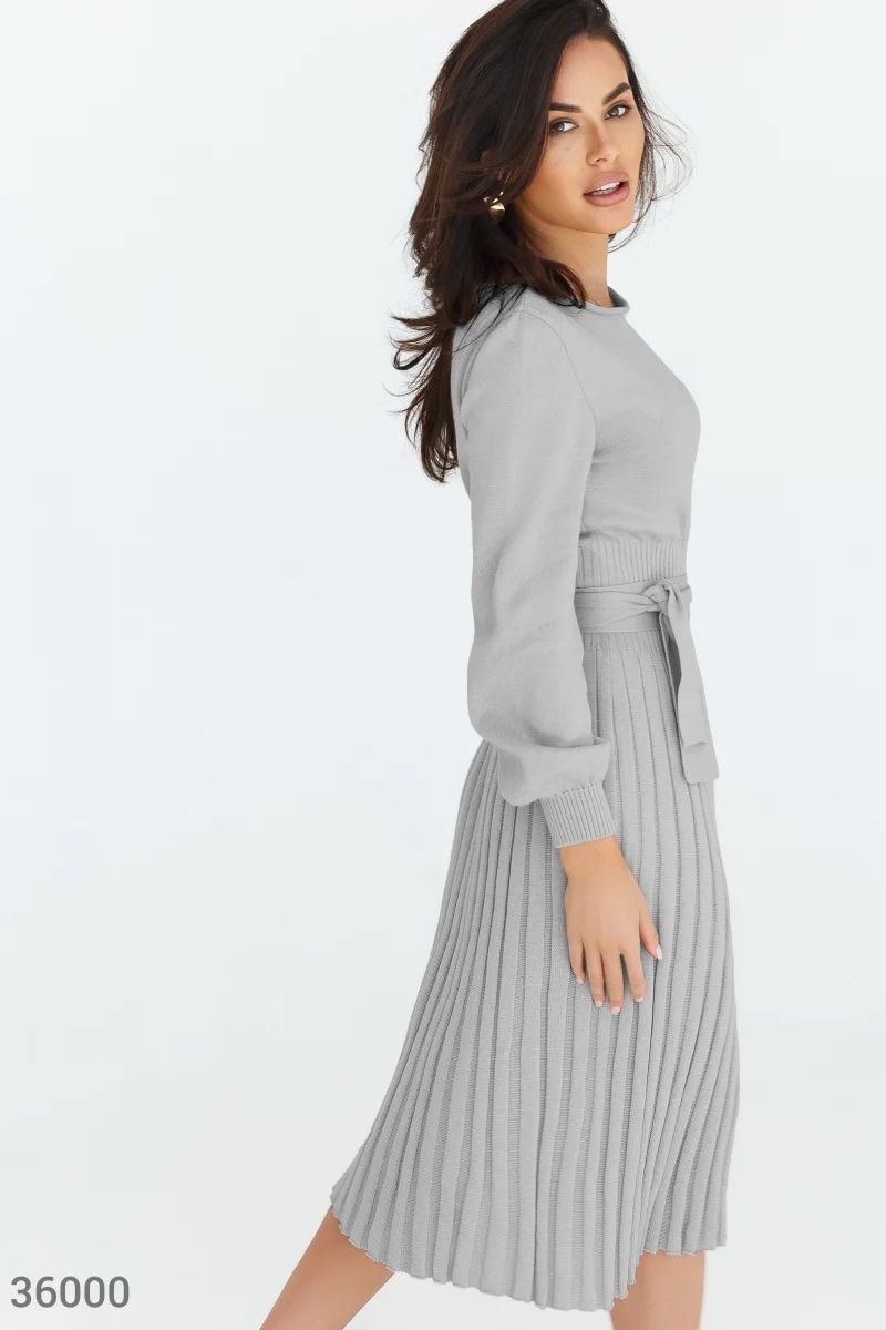 Vestiti: Gray Dress With Pleated Skirt – Nuovo e nell'imballaggio originale da Zürich venduto da Ms.Me-Fashion 1