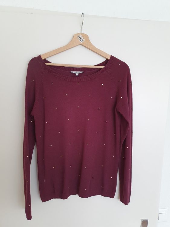 Dunkelroter Festlicher Pullover mit goldenen Steinchen M | Kaufen auf ...