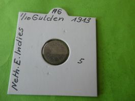 NIederländisch-Ostindien 1913, 1/10 Gulden - Silber