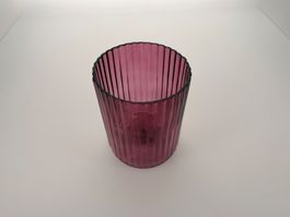 Vase Glas altrosa gerippt guter Zustand
