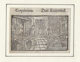 Holzschnitt  1727,  Coquinaria,  Kochwerk