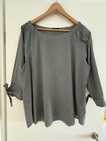 Opus Bluse gestreift dunkelgrau weiss 
