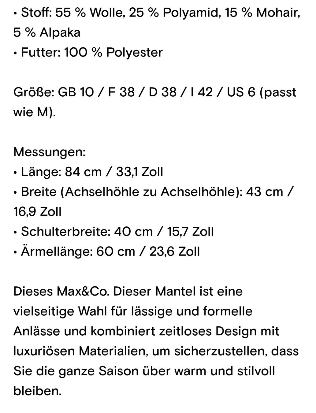 Cappotti: Max&Co. - No RP - Wool & Mohair & Alpaca Mantel – Usato da Horw venduto da BPi. 6