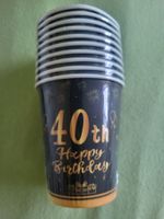Kartonbecher 40. Geburtstag, 10 Stück