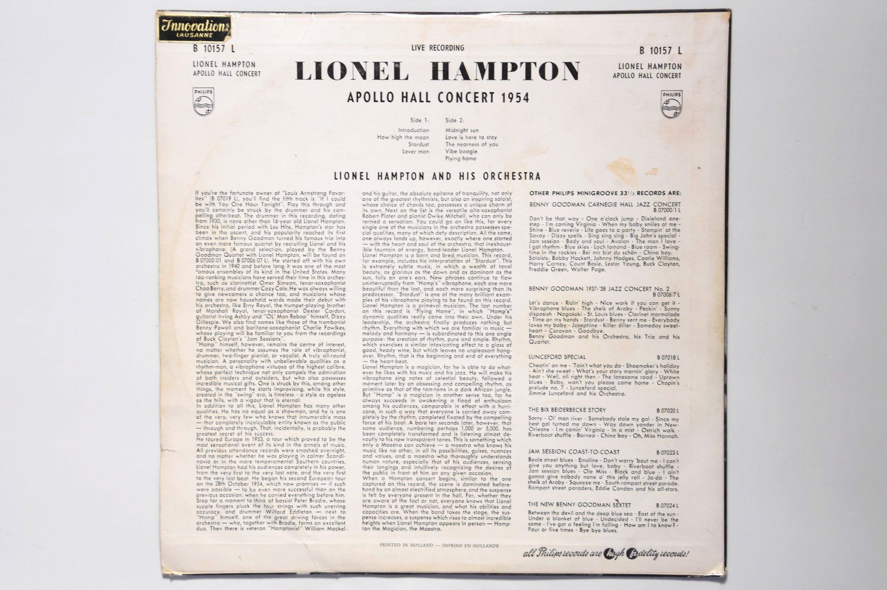 Dischi in vinile: Lionel Hampton - Apollo Hall Concert 1954 – Usato da Belmont-sur-Yverdon venduto da ag97 1