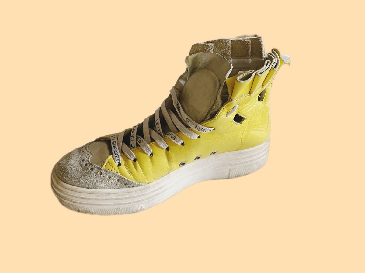 Scarpe da donna: Gelbe High-Top Sneaker mit Smiley, Neuwertig – Usato da Basel venduto da Mimolinatag 1