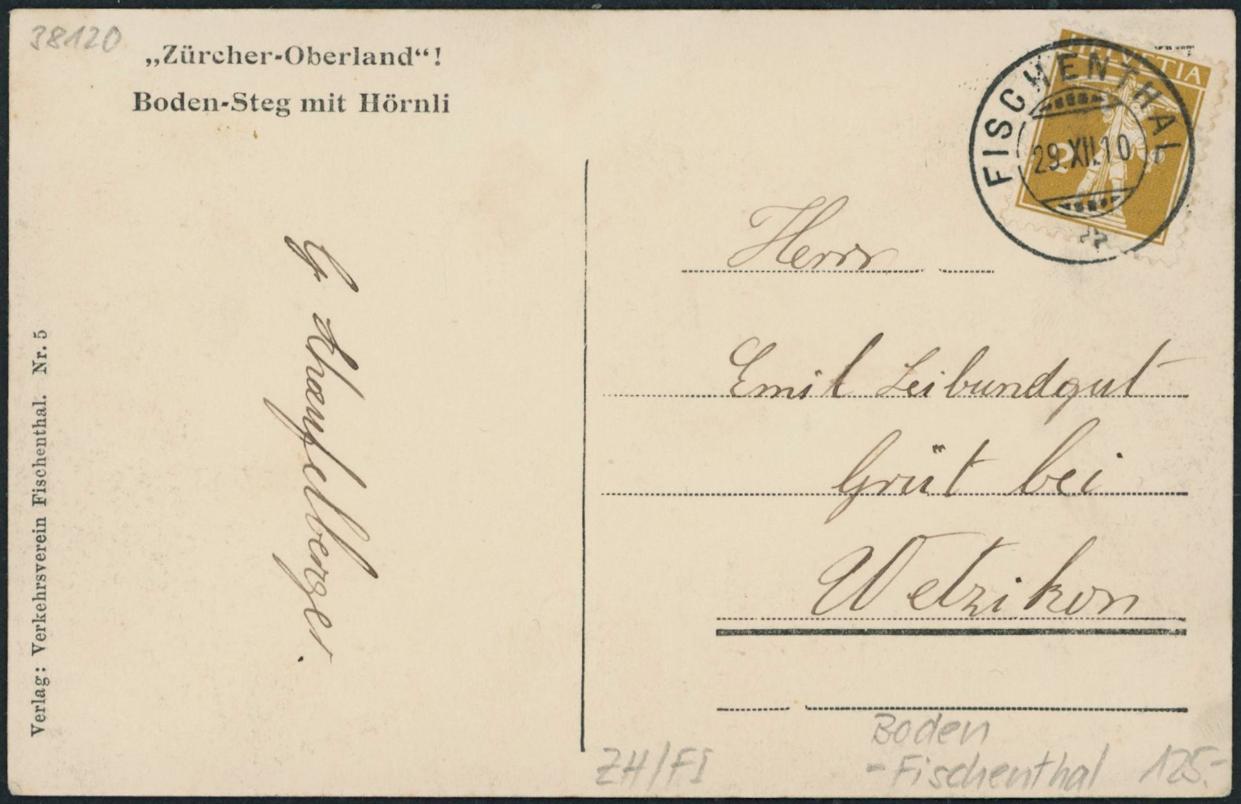 Cartoline postali: ZH Boden - Fischenthal – Usato da Schindellegi venduto da Jonathan77 1
