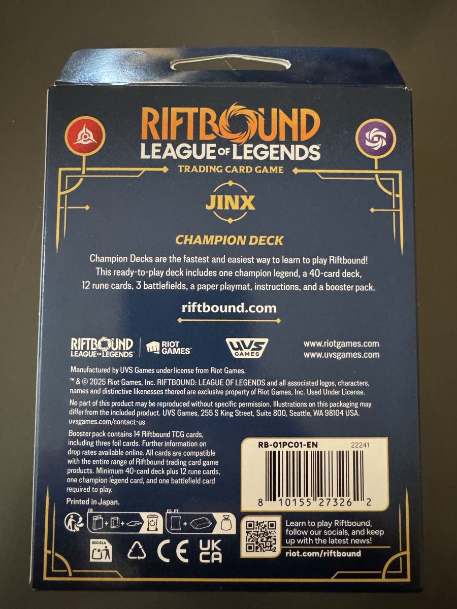 Cartes à collectionner: RIFTBOUND ORIGINS Deck Jinx + Lee Sin + Bulk  – Neuf avec emballage d'origine à Lausanne par OeilPersan 2