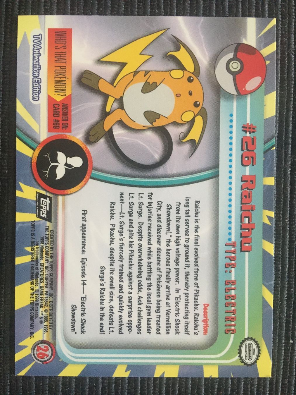 Pokémon Carte collezionabili: Pokemon Raichu Non Holo Topps Mint – Nuovo (secondo la descrizione) da Wabern venduto da Collectfun 1