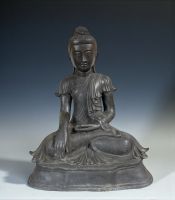 Alte Burma Buddha Figur Mandalay Skulptur Bronze Statue 74cm