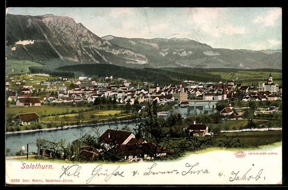 Cartoline postali: AK Solothurn, Ortsansicht mit Bergkulisse – Usato da Berlin venduto da bartko-reher