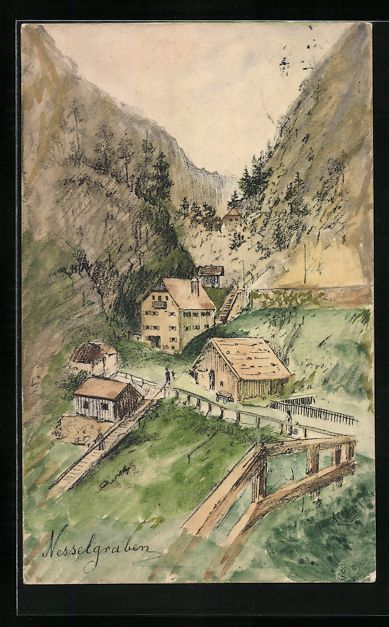 Cartoline postali: Handgemalt: Bad Reichenhall, Blick auf d – Usato da Berlin venduto da bartko-reher