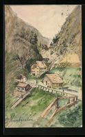 Handgemalt: Bad Reichenhall, Blick auf d
