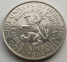BRD 1986 - 5 DM (D) -  600 Jh. UNIVERSITAET HEIDELBERG - UNZ