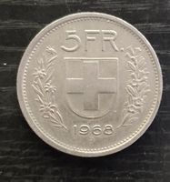 Schweizer 5 Franken Münze Jahrgang 1968
